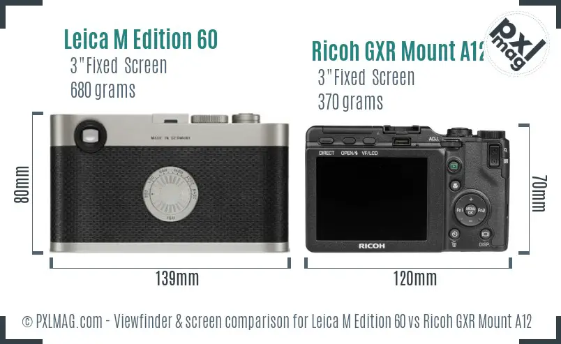 Leica M Edition 60 vs Ricoh GXR Mount A12 Screen and Viewfinder comparison