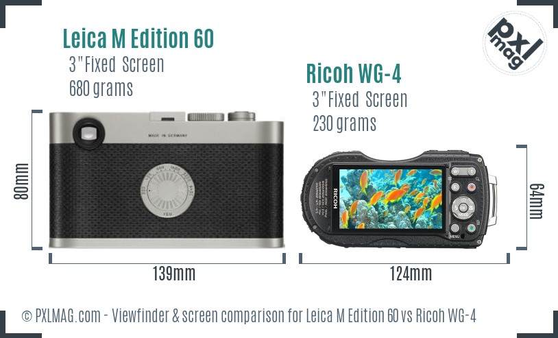 Leica M Edition 60 vs Ricoh WG-4 Screen and Viewfinder comparison