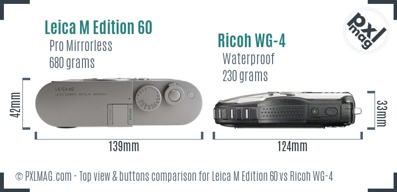 Leica M Edition 60 vs Ricoh WG-4 top view buttons comparison