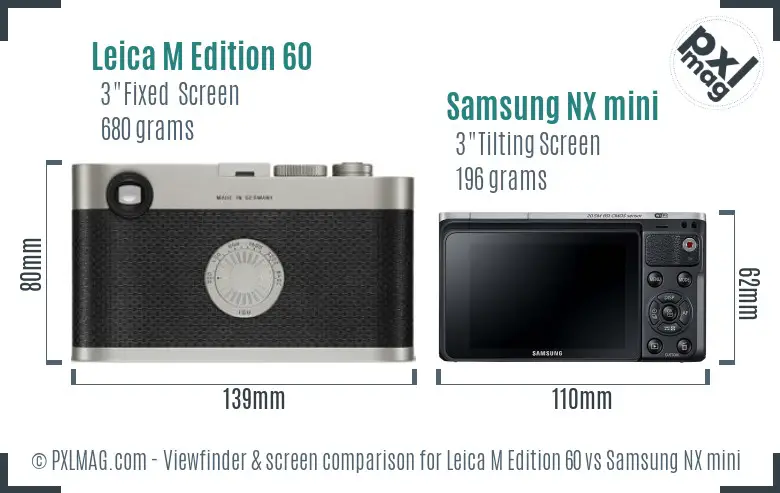 Leica M Edition 60 vs Samsung NX mini Screen and Viewfinder comparison