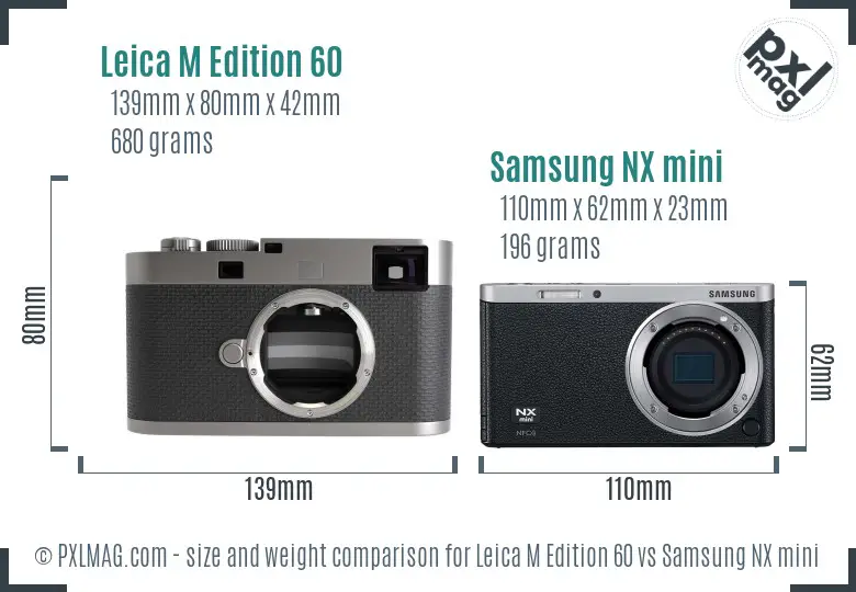 Leica M Edition 60 vs Samsung NX mini size comparison