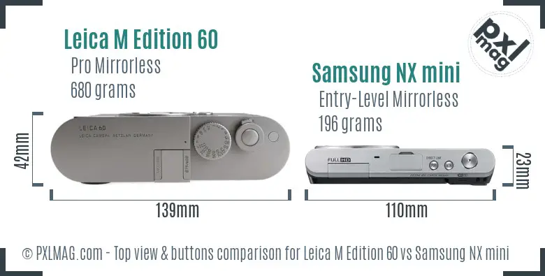 Leica M Edition 60 vs Samsung NX mini top view buttons comparison