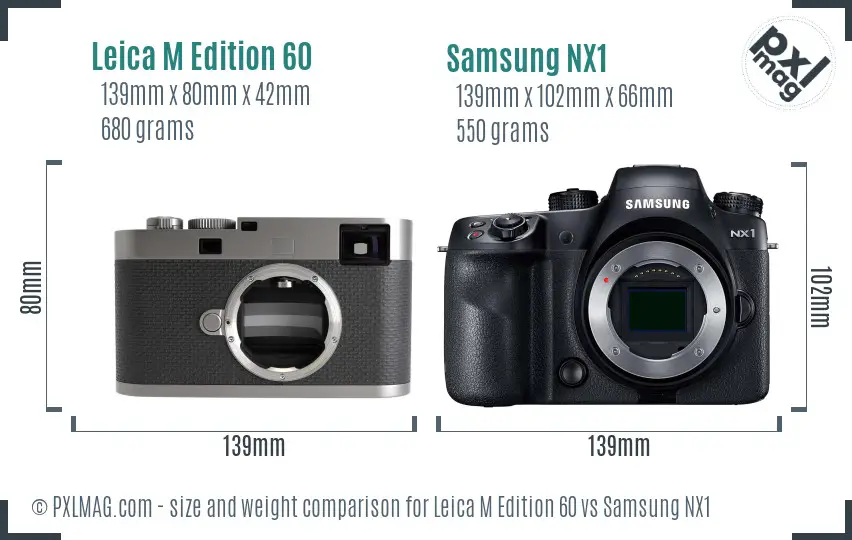 Leica M Edition 60 vs Samsung NX1 size comparison