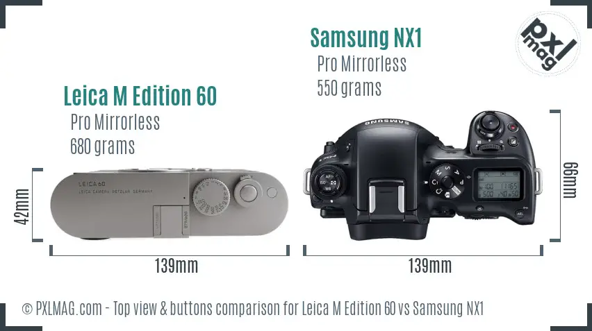 Leica M Edition 60 vs Samsung NX1 top view buttons comparison