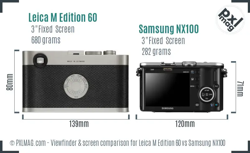 Leica M Edition 60 vs Samsung NX100 Screen and Viewfinder comparison