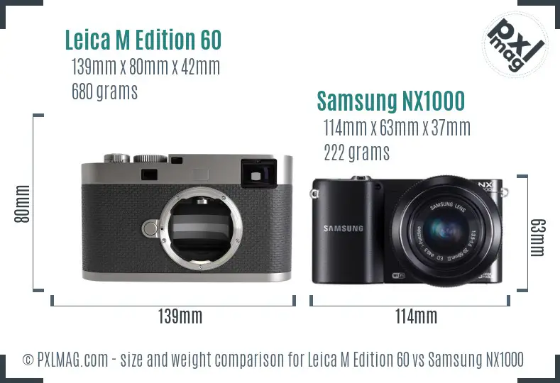 Leica M Edition 60 vs Samsung NX1000 size comparison