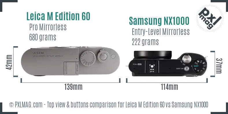 Leica M Edition 60 vs Samsung NX1000 top view buttons comparison