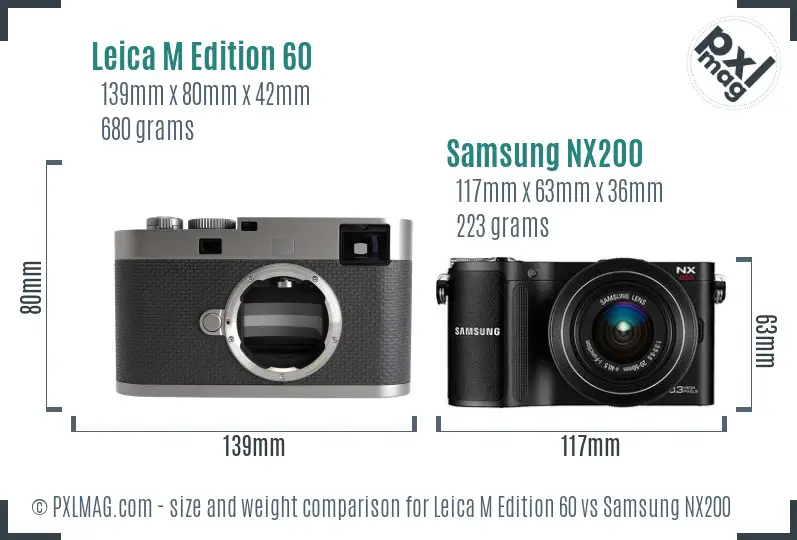 Leica M Edition 60 vs Samsung NX200 size comparison