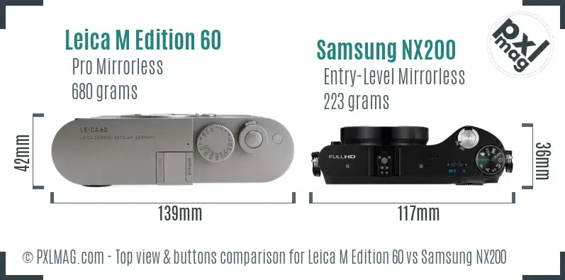 Leica M Edition 60 vs Samsung NX200 top view buttons comparison