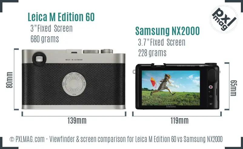 Leica M Edition 60 vs Samsung NX2000 Screen and Viewfinder comparison