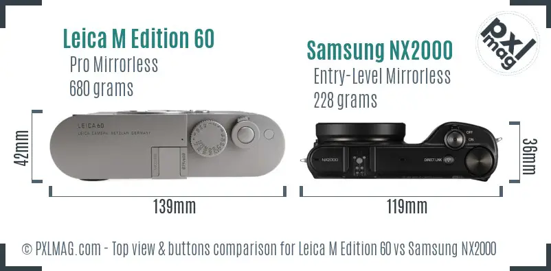 Leica M Edition 60 vs Samsung NX2000 top view buttons comparison