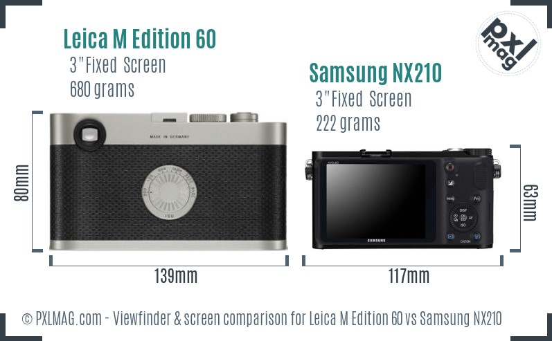 Leica M Edition 60 vs Samsung NX210 Screen and Viewfinder comparison