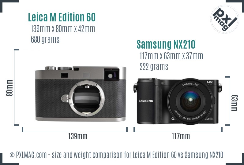 Leica M Edition 60 vs Samsung NX210 size comparison Leica M Edition 60 vs Samsung NX210 size comparison