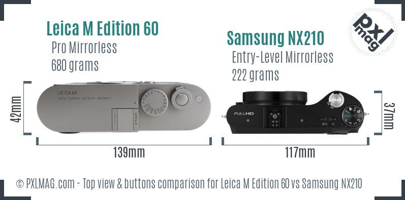 Leica M Edition 60 vs Samsung NX210 top view buttons comparison