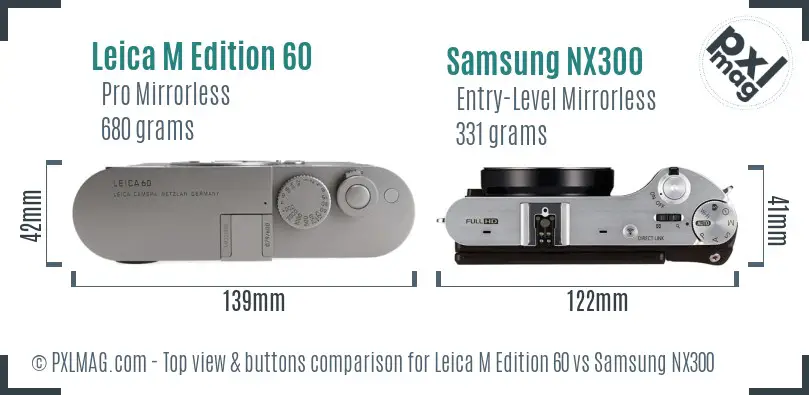 Leica M Edition 60 vs Samsung NX300 top view buttons comparison Leica M Edition 60 vs Samsung NX300 top view buttons comparison