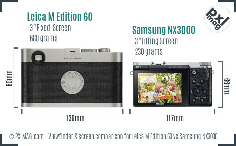 Leica M Edition 60 vs Samsung NX3000 Screen and Viewfinder comparison