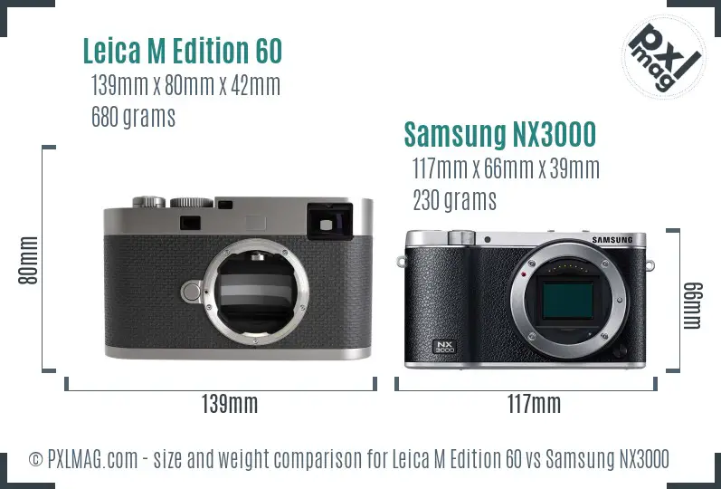 Leica M Edition 60 vs Samsung NX3000 size comparison