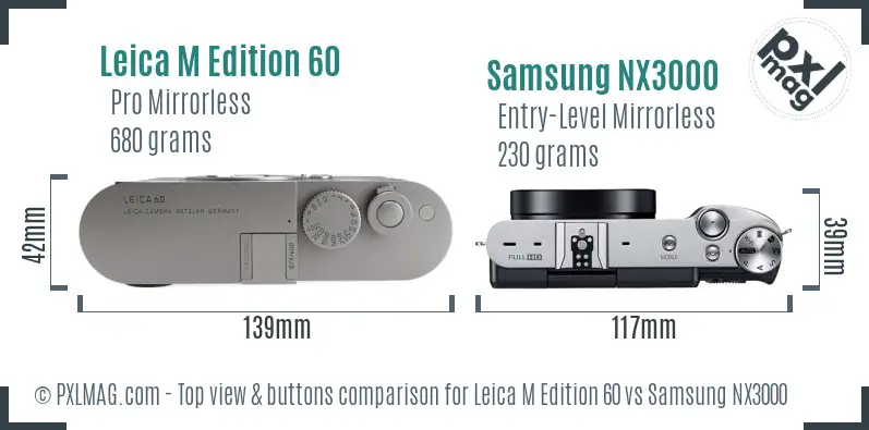 Leica M Edition 60 vs Samsung NX3000 top view buttons comparison