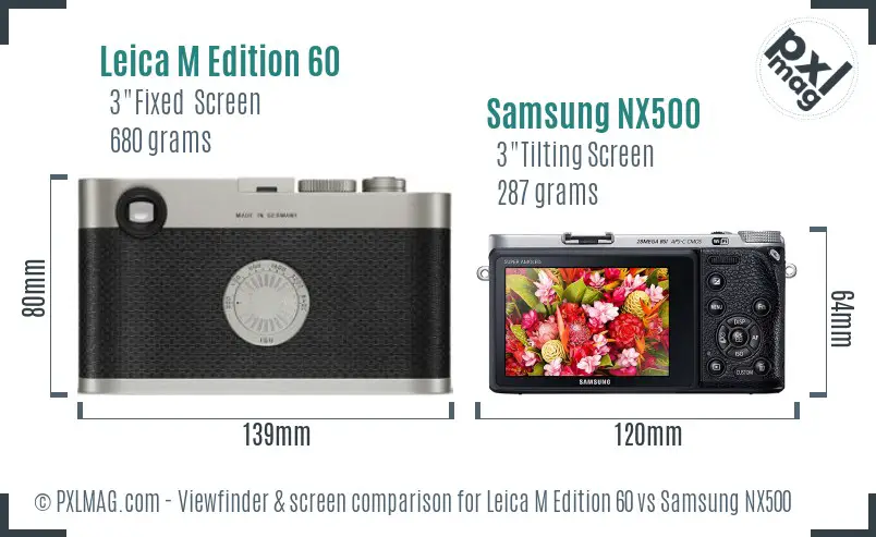 Leica M Edition 60 vs Samsung NX500 Screen and Viewfinder comparison