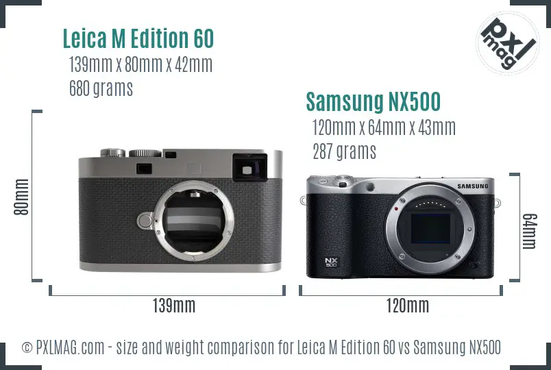 Leica M Edition 60 vs Samsung NX500 size comparison