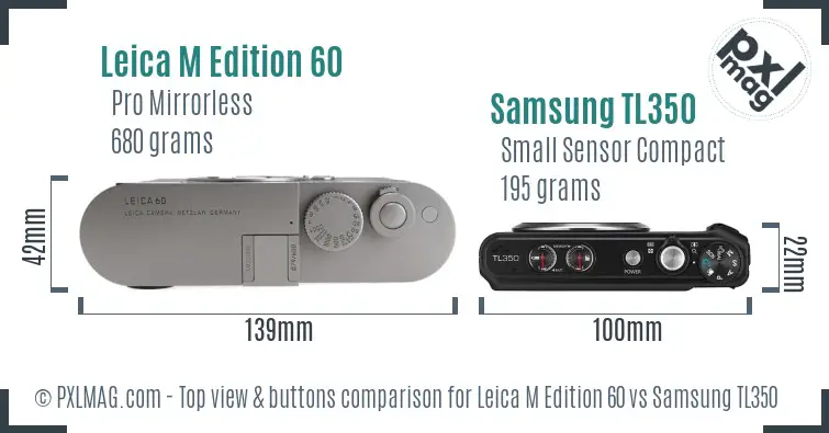 Leica M Edition 60 vs Samsung TL350 top view buttons comparison