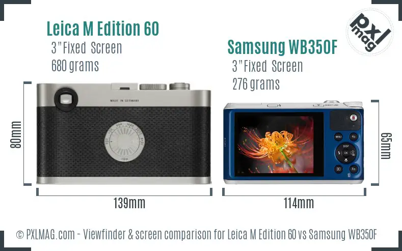 Leica M Edition 60 vs Samsung WB350F Screen and Viewfinder comparison