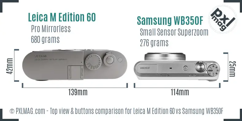 Leica M Edition 60 vs Samsung WB350F top view buttons comparison