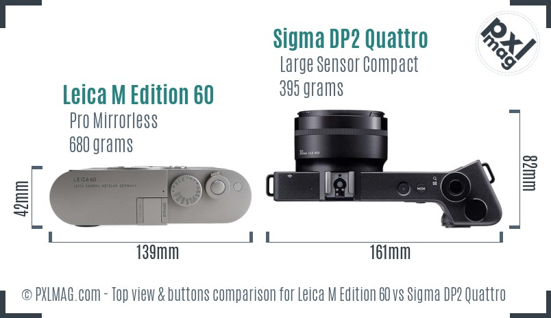 Leica M Edition 60 vs Sigma DP2 Quattro top view buttons comparison