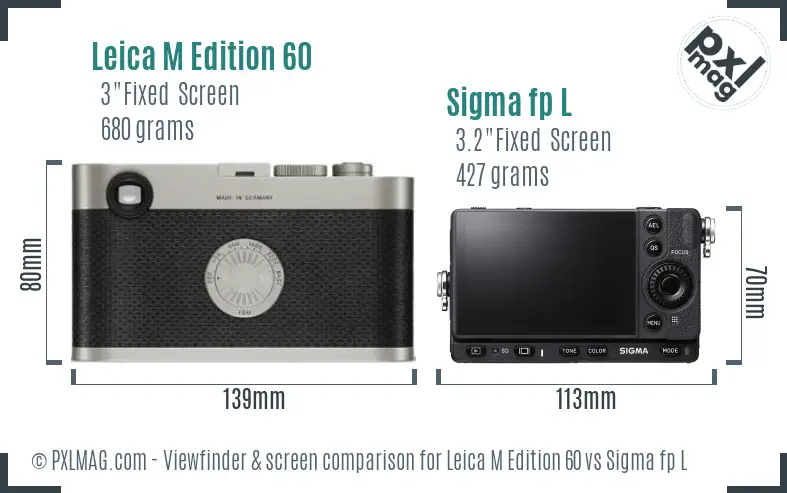 Leica M Edition 60 vs Sigma fp L Screen and Viewfinder comparison