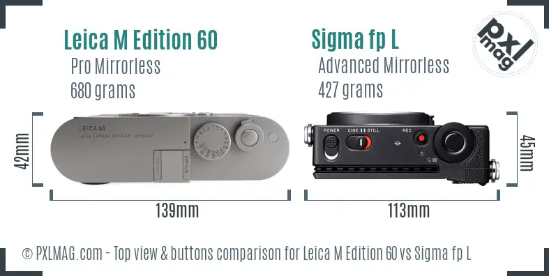 Leica M Edition 60 vs Sigma fp L top view buttons comparison
