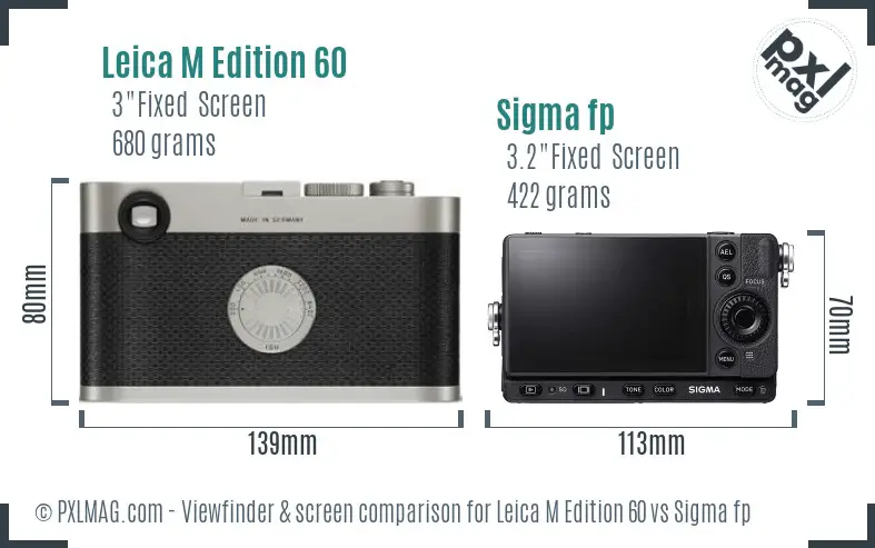 Leica M Edition 60 vs Sigma fp Screen and Viewfinder comparison
