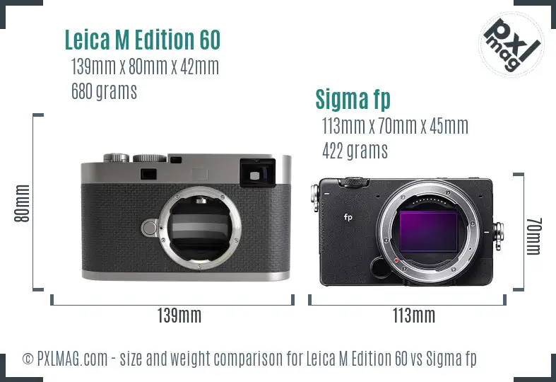Leica M Edition 60 vs Sigma fp size comparison