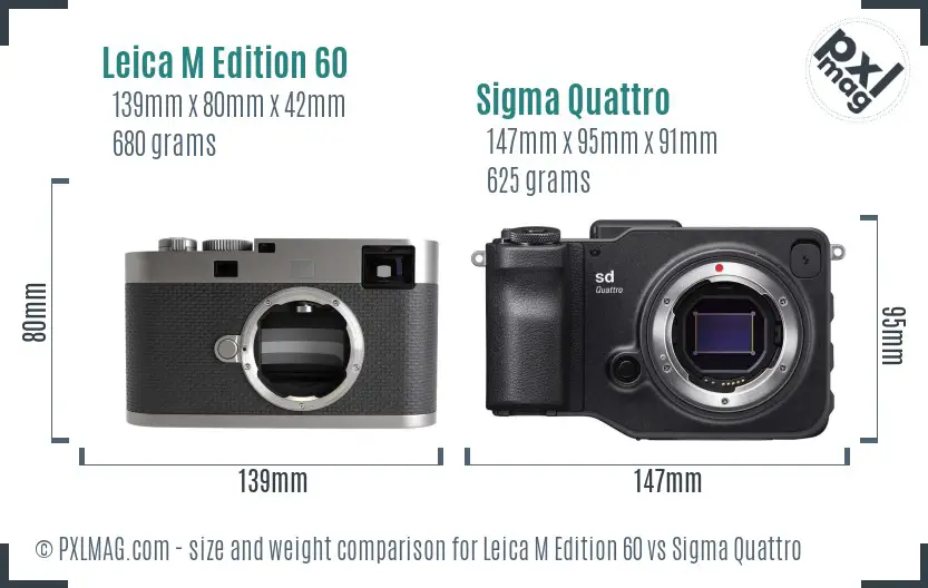 Leica M Edition 60 vs Sigma Quattro size comparison