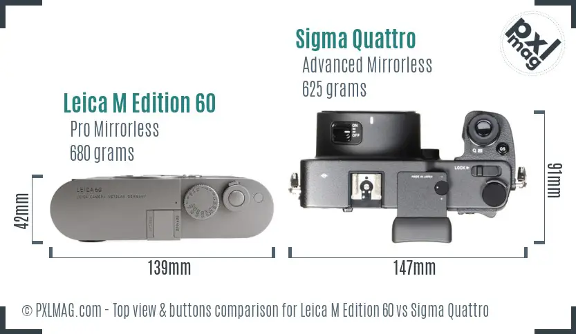 Leica M Edition 60 vs Sigma Quattro top view buttons comparison
