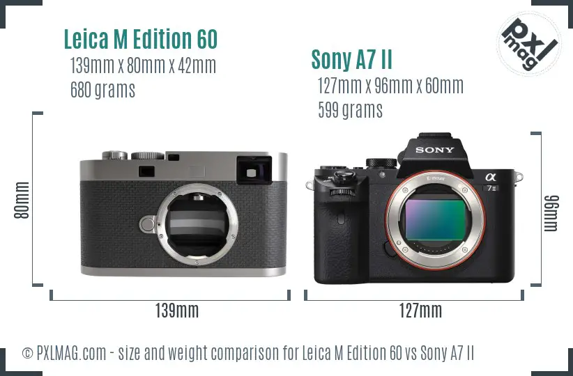 Leica M Edition 60 vs Sony A7 II size comparison
