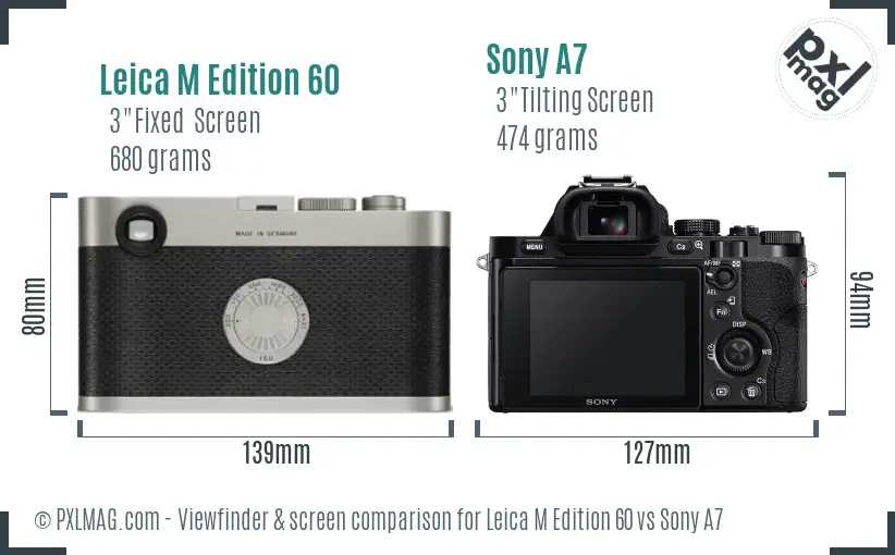 Leica M Edition 60 vs Sony A7 Screen and Viewfinder comparison