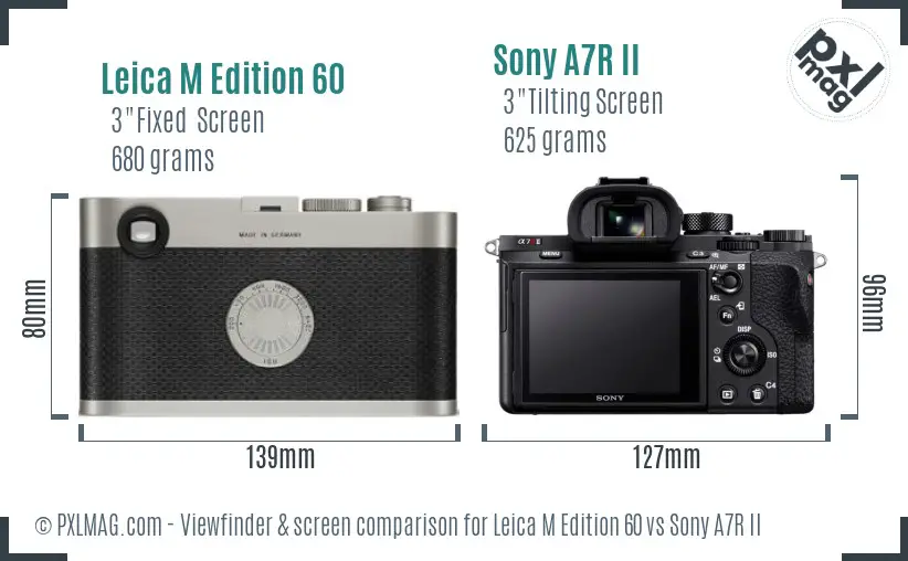 Leica M Edition 60 vs Sony A7R II Screen and Viewfinder comparison