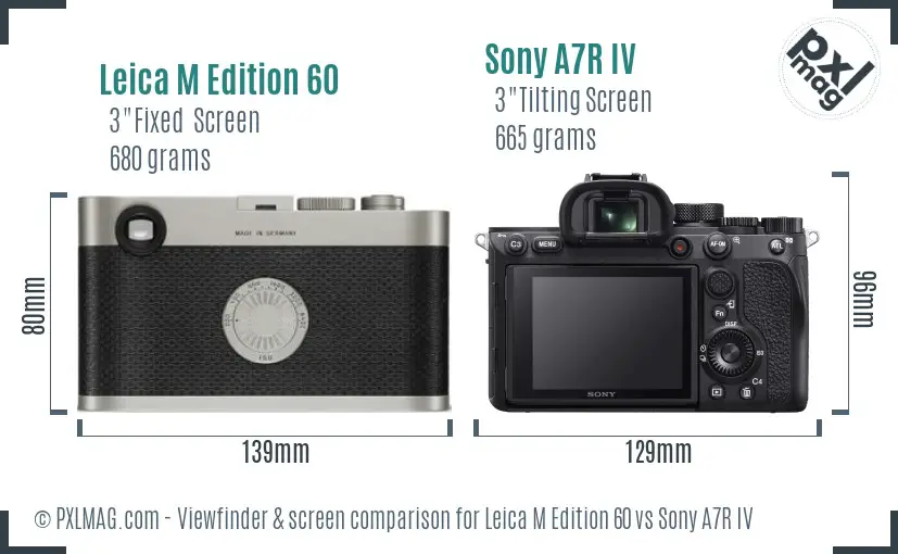 Leica M Edition 60 vs Sony A7R IV Screen and Viewfinder comparison