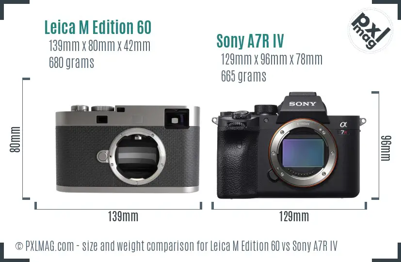 Leica M Edition 60 vs Sony A7R IV size comparison