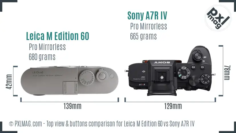 Leica M Edition 60 vs Sony A7R IV top view buttons comparison