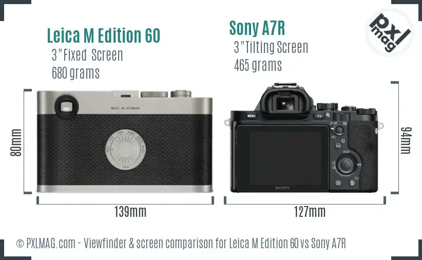 Leica M Edition 60 vs Sony A7R Screen and Viewfinder comparison