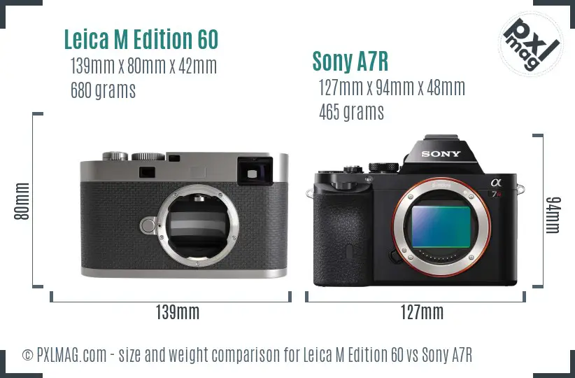 Leica M Edition 60 vs Sony A7R size comparison
