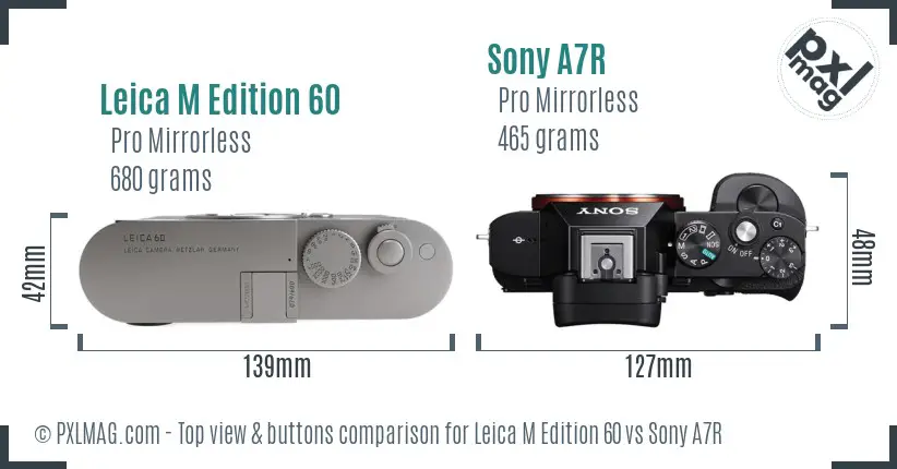 Leica M Edition 60 vs Sony A7R top view buttons comparison