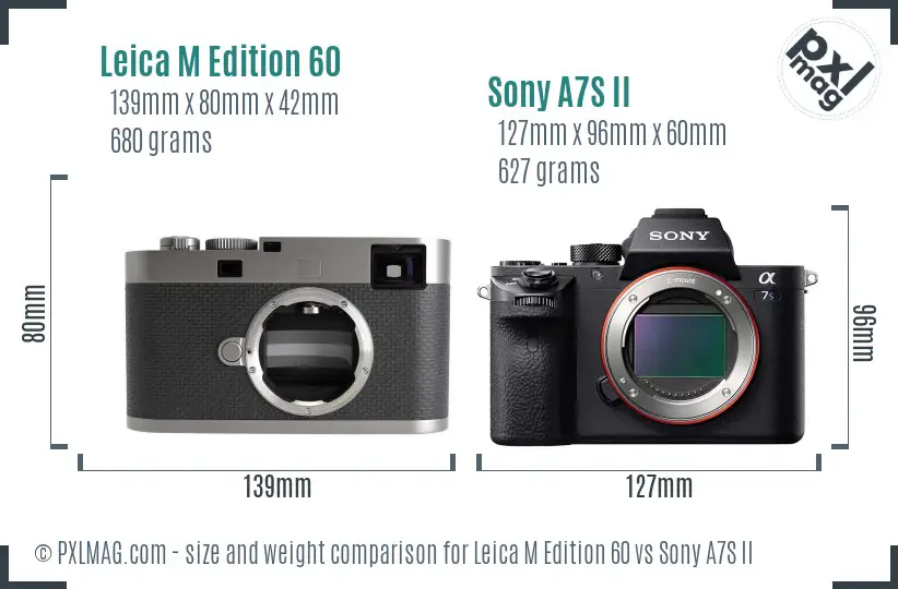 Leica M Edition 60 vs Sony A7S II size comparison