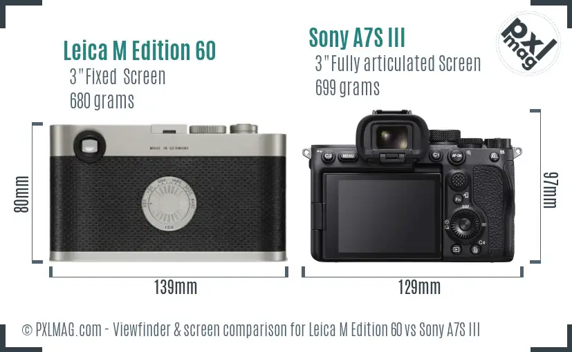 Leica M Edition 60 vs Sony A7S III Screen and Viewfinder comparison