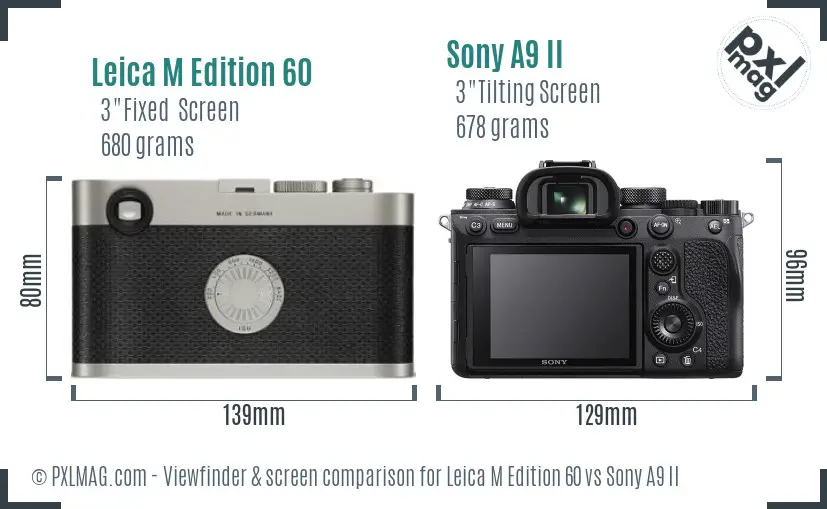 Leica M Edition 60 vs Sony A9 II Screen and Viewfinder comparison