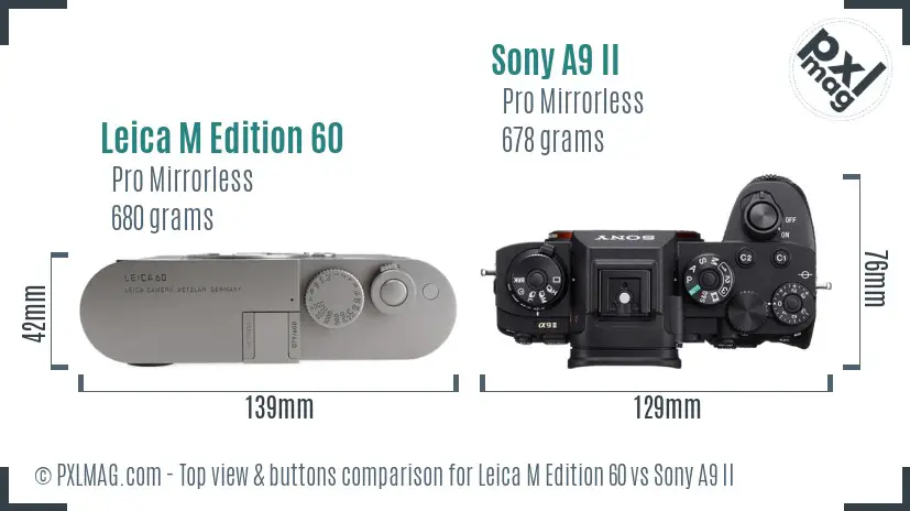 Leica M Edition 60 vs Sony A9 II top view buttons comparison