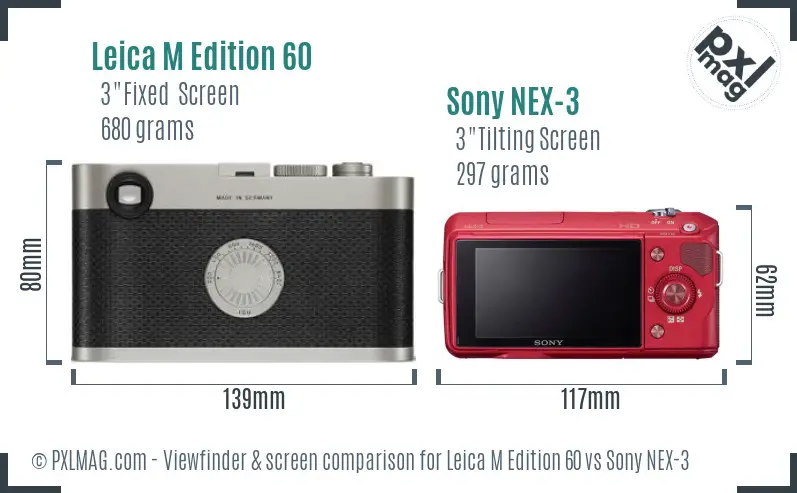 Leica M Edition 60 vs Sony NEX-3 Screen and Viewfinder comparison