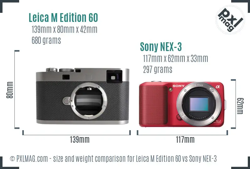 Leica M Edition 60 vs Sony NEX-3 size comparison