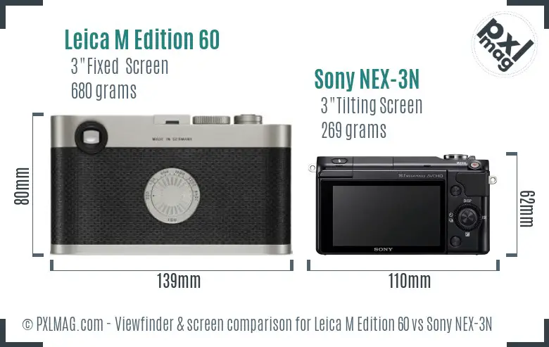 Leica M Edition 60 vs Sony NEX-3N Screen and Viewfinder comparison